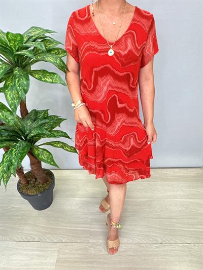 9214 Italyan Pamuklu Elbise Kırmızı