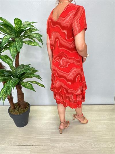 9214 Italyan Pamuklu Elbise Kırmızı