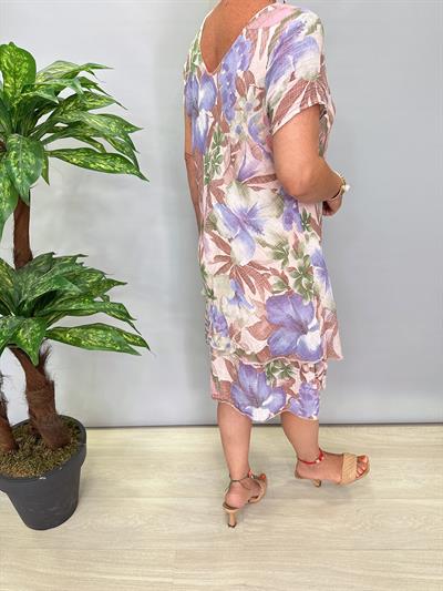 9214 Italyan Pamuklu Elbise Pudra