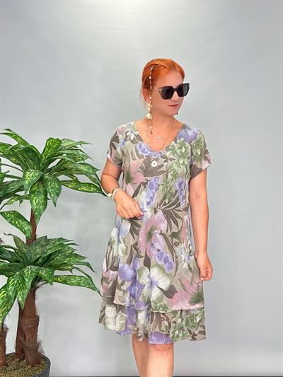 9214 Italyan Pamuklu Elbise Vizon