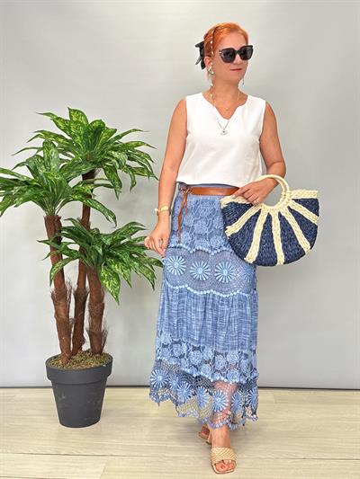 9217 Italyan Fisto Detay Etek Mavi Tonu