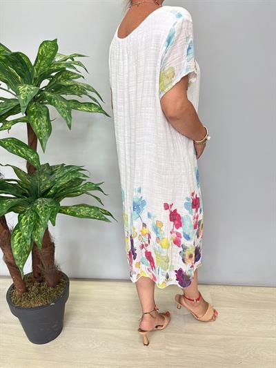 9220 Italyan Pamuklu Elbise Beyaz