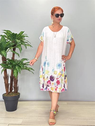 9220 Italyan Pamuklu Elbise Beyaz