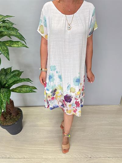 9220 Italyan Pamuklu Elbise Beyaz