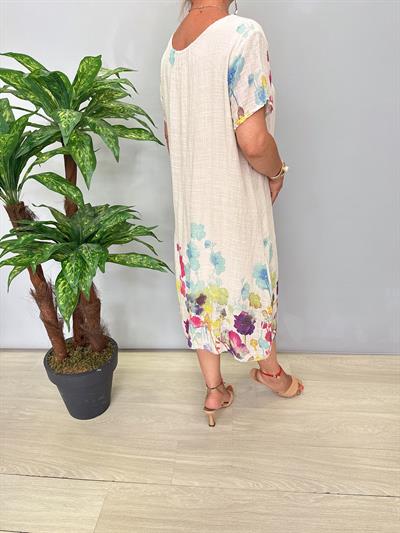 9220 Italyan Pamuklu Elbise Taş