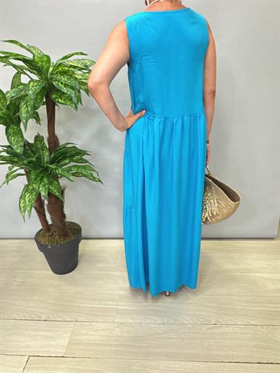 9260 Pamuklu Viskon Elbise Mavi