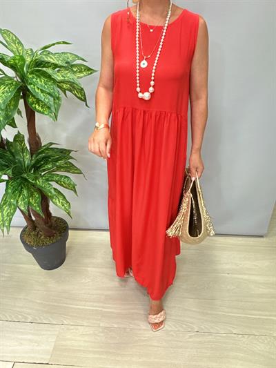 9260 Pamuklu Viskon Elbise Yavruağzı/Mercan