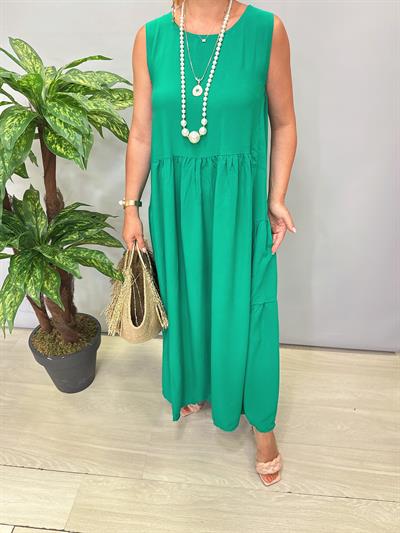 9260 Pamuklu Viskon Elbise Yeşil