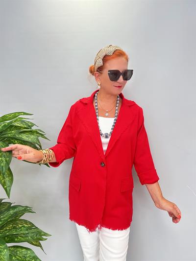 9480 Mevsimlik İnce Pamuklu Ceket Kırmızı