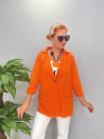 9480 Mevsimlik İnce Pamuklu Ceket Turuncu