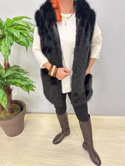 9594 Kürk Yelek Siyah