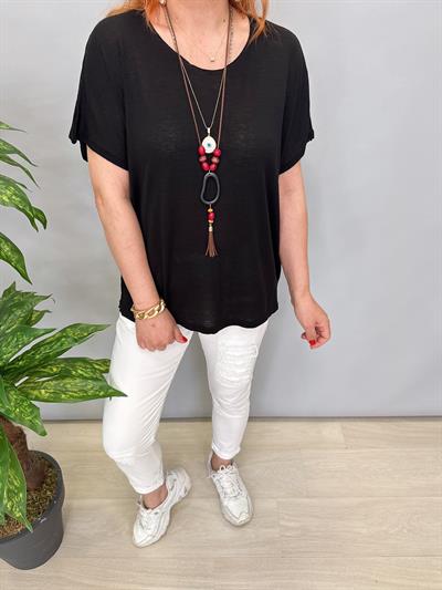 9674 MERSERİZE İNCE TRİKO BLUZ SİYAH