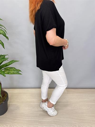 9674 MERSERİZE İNCE TRİKO BLUZ SİYAH