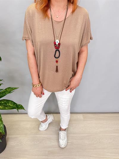 9674 MERSERİZE İNCE TRİKO BLUZ VİZON