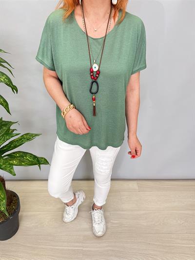 9674 MERSERİZE İNCE TRİKO BLUZ YEŞİL