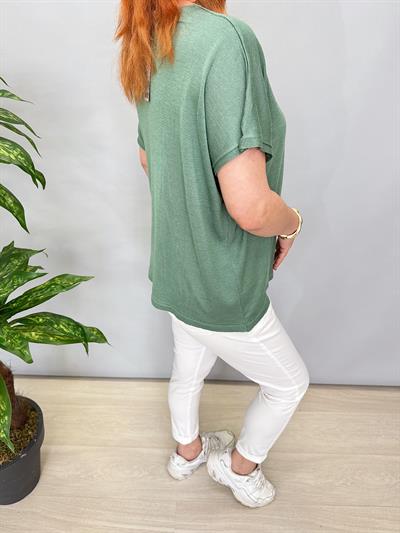 9674 MERSERİZE İNCE TRİKO BLUZ YEŞİL