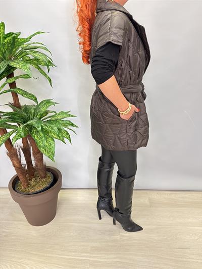 9898 Broş Detaylı Şişme Yelek Acı Kahve