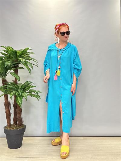 9930 Tasarım Pamuklu Viskon Elbise Mavi