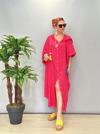 9930 Tasarım Pamuklu Viskon Elbise Pembe