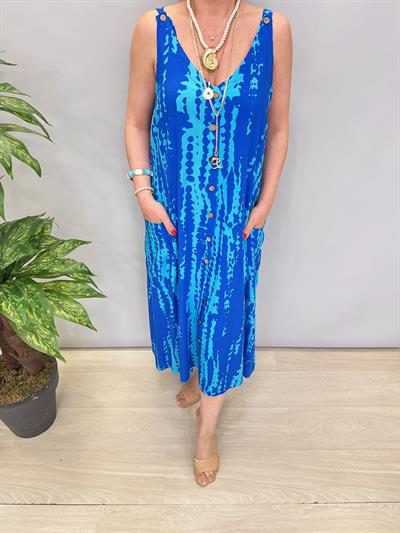 9941 Pamuk Viskon Elbise Turkuaz