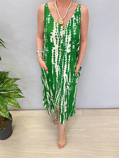 9941 Pamuk Viskon Elbise Yeşil