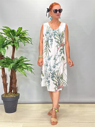 9945 Italyan Pamuklu Elbise Ekru