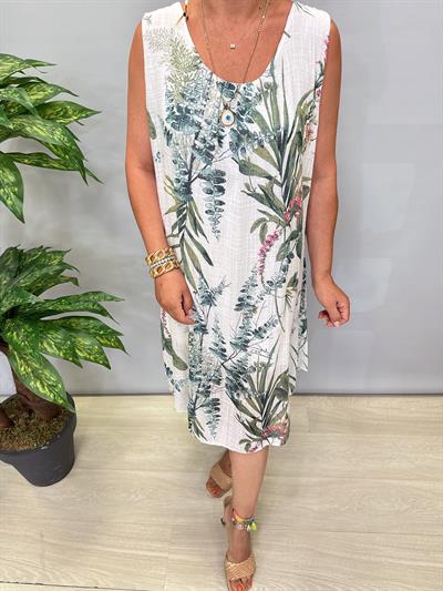 9945 Italyan Pamuklu Elbise Ekru