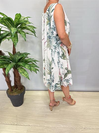 9945 Italyan Pamuklu Elbise Ekru