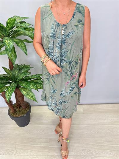 9945 Italyan Pamuklu Elbise Haki