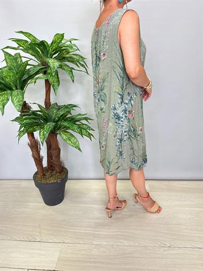 9945 Italyan Pamuklu Elbise Haki