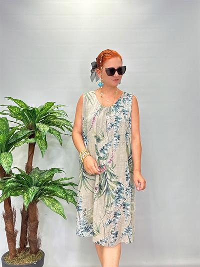 9945 Italyan Pamuklu Elbise Vizon