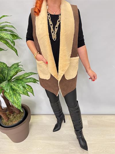 9960 İçi Kürk Detay Yelek  Kahve