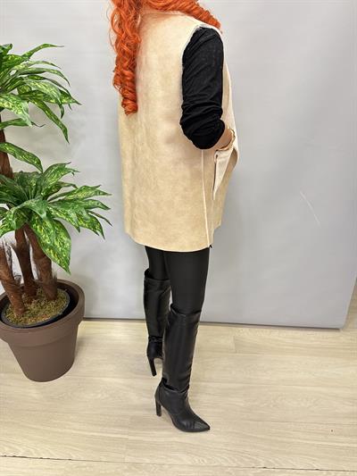 9960 İçi Kürk Detay Yelek Krem