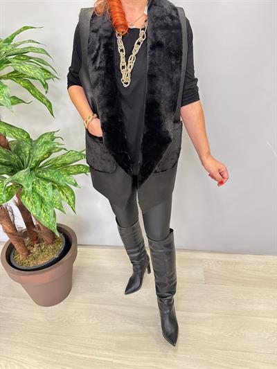 9960 İçi Kürk Detay Yelek Siyah