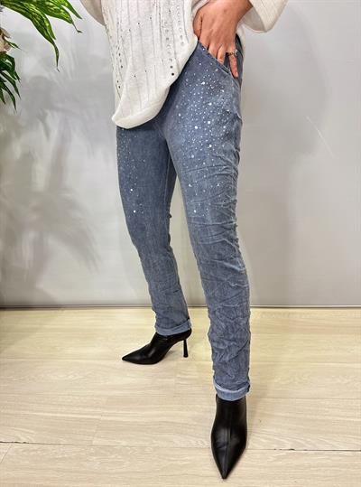 9966 Italyan Taş Detaylı Pantolon Mavi