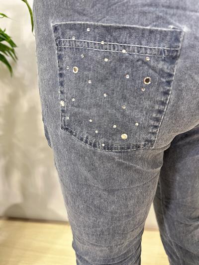 9966 Italyan Taş Detaylı Pantolon Mavi