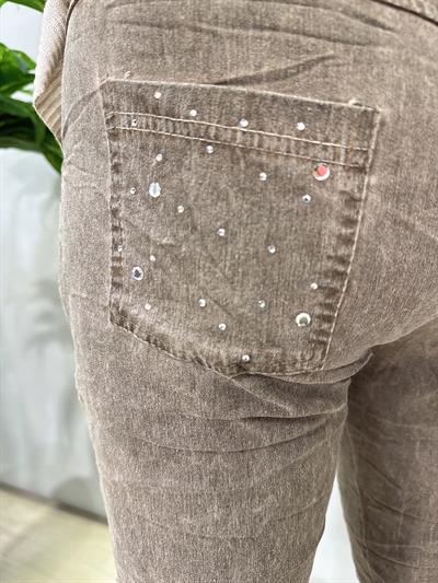 9966 Italyan Taş Detaylı Pantolon Vizon