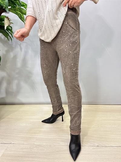 9966 Italyan Taş Detaylı Pantolon Vizon