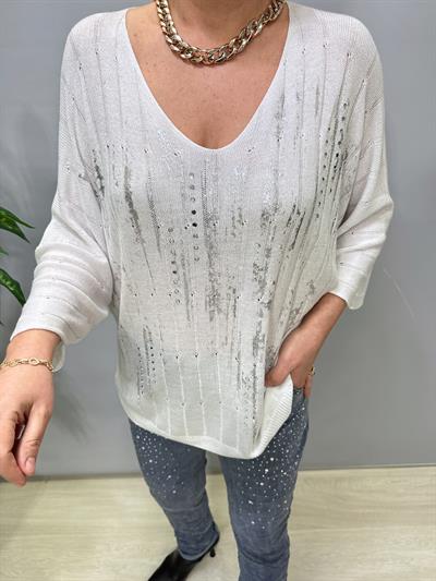9966 Italyan Triko Bluz Ekru