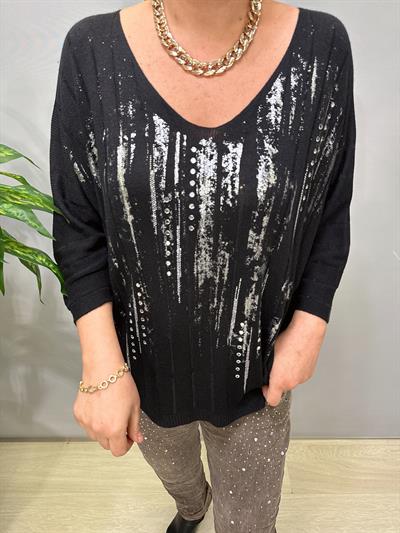 9966 Italyan Triko Bluz Siyah