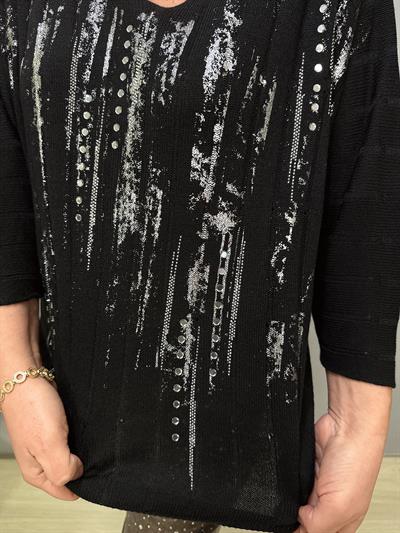 9966 Italyan Triko Bluz Siyah