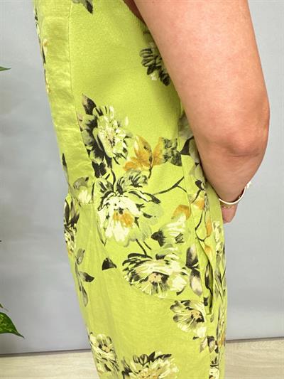 9980 Pamuk Keten Elbise Açık Yeşil 