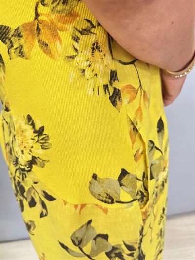 9980 Pamuk Keten Elbise Sarı