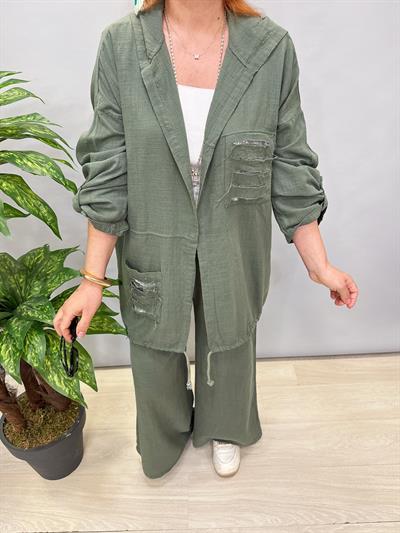 9987 PAMUKLU PAYET DETAYLI CEKET HAKİ