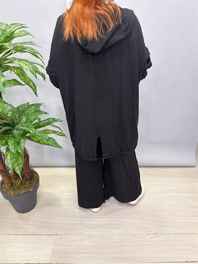 9987 PAMUKLU PAYET DETAYLI CEKET SİYAH