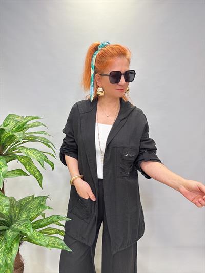 9987 PAMUKLU PAYET DETAYLI CEKET SİYAH