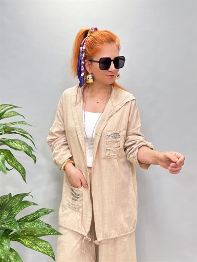 9987 PAMUKLU PAYET DETAYLI CEKET TAŞ