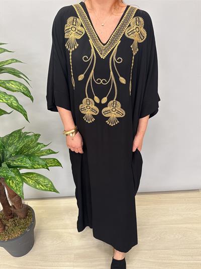 MNS 9988 PAMUKLU VİSKON ELBİSE SİYAH 