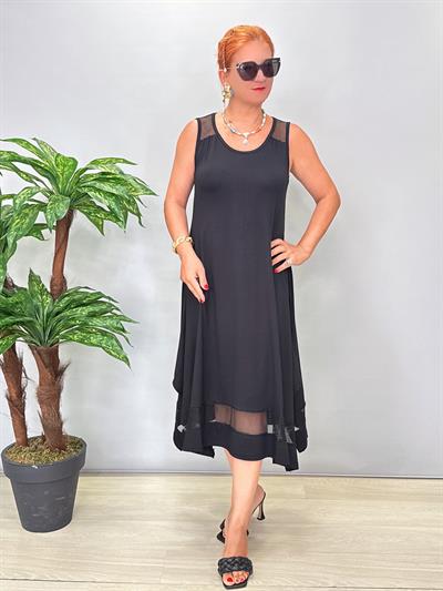 BDY 1178 File Detay Likralı Viskon Penye Elbise Siyah 