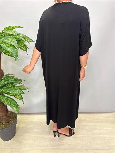 BDY 6783 Salaş Likralı Viskon Penye Elbise Siyah 